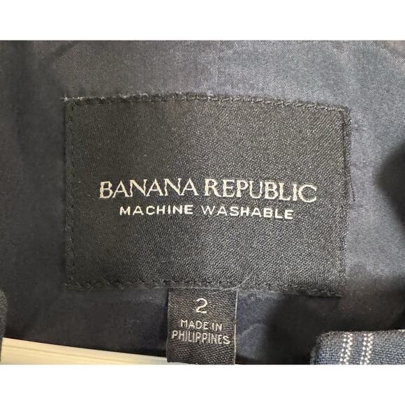 Banana Republic Womens Navy Blue Window Pane Flare Sleeve Blazer Career Size 2 - Picture 5 of 6